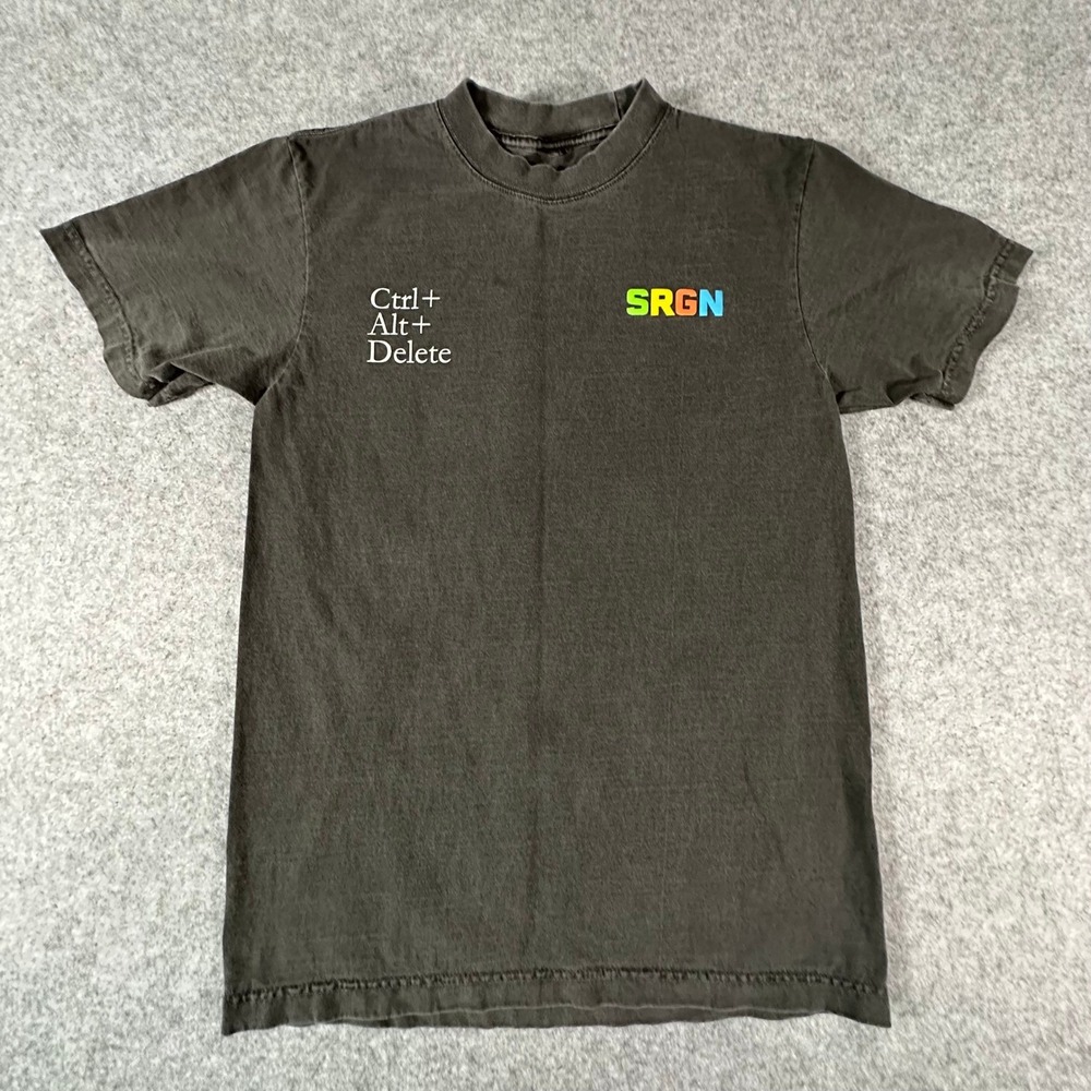 SRGN Ctrl Alt Delete Graphic T Shirt Mens Small Black Skull Crossbones